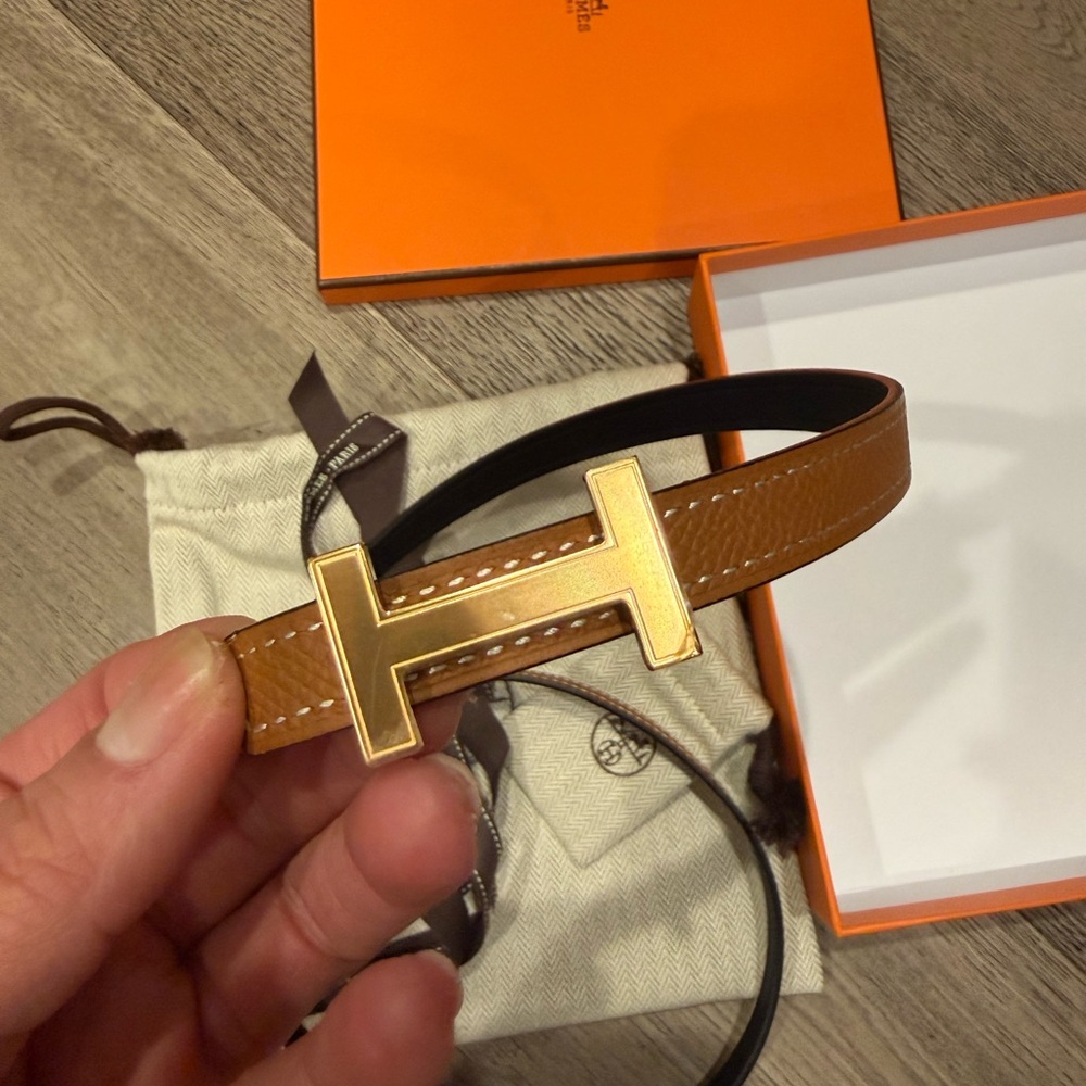 Hermes Tan and Gold Women's Belt - Picture 4 of 5
